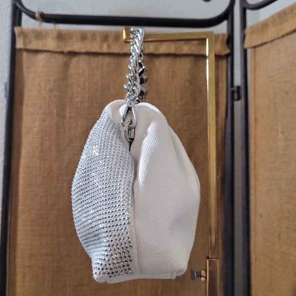 Michael Kors Nola Small Crystal Embellished Clutch Metallic Chain and Kisslock - Picture 2 of 11